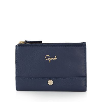 Blue 'Spend and Save' medium zip top purse